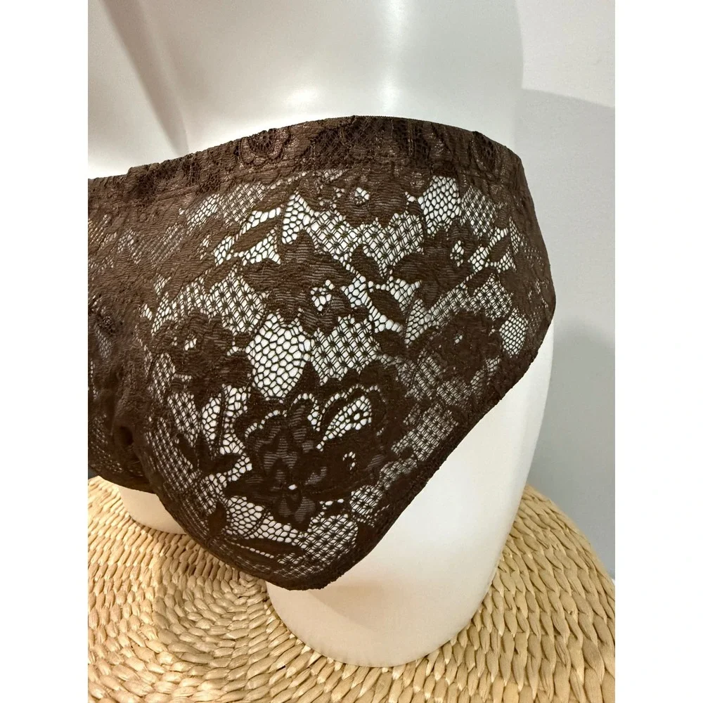 Cosabella Never Say Never Men's Lace Brief Brown Micro Sexy & Comfortable L
